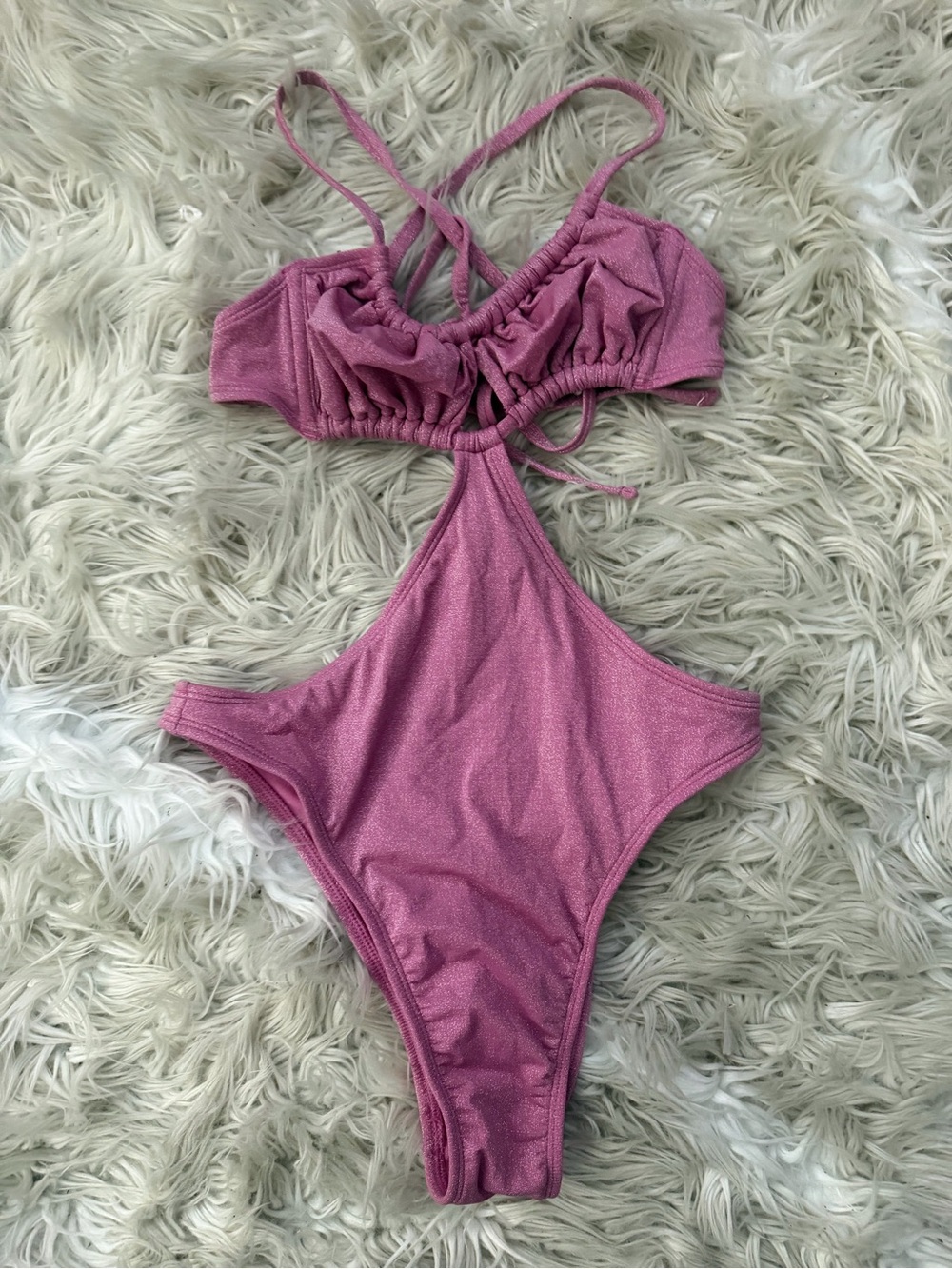 wild fable Shimmery Rose-Pink Cutout One-Piece